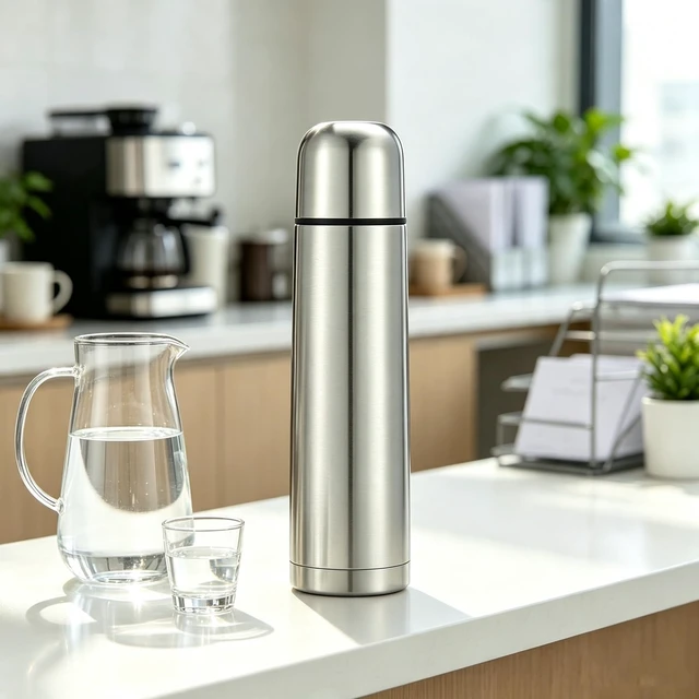 Alt view image 2 of 7 - Stainless Steel Thermal Bottle with Cup Vacuum Insulated Bottle for Hot and Cold Drinks Coffee Cup Travel Mug Vacuum Flask for Tea 17Oz/500Ml(Silver)