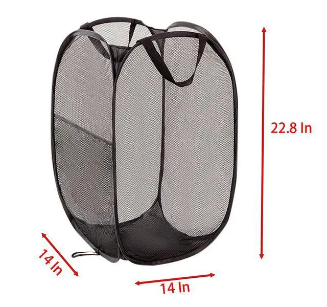 Alt view image 2 of 4 - 2 Pcs Foldable Laundry Basket, 22.8 Inch x 14 Inch x 14 Inch Mesh Handy Pop Up Hamper for Clothes and Storage (black)