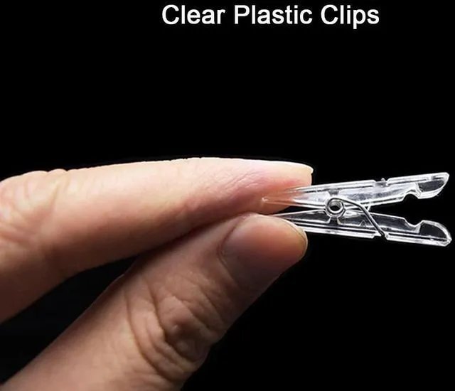 Alt view image 3 of 6 - 100 Pack Mini Clear Photo Clips, Small Transparent Plastic Clothespins, Clothesline Clips for Photos, Cards, Crafts, Notes & Home Decoration