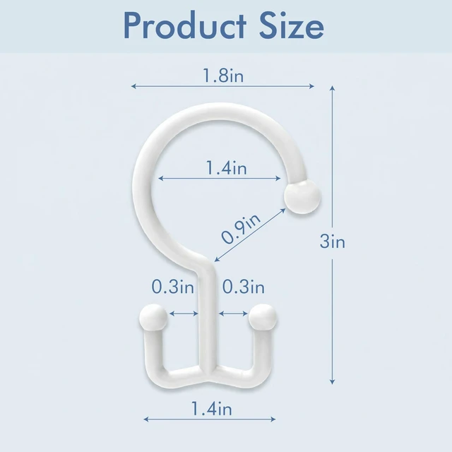 Alt view image 6 of 6 - 12 Pack White Double Shower Curtain Hooks, Plastic Shower Rings for Curtain & Liner, Waterproof & Rust-Resistant, Sturdy Flexible Bathroom Curtain Hooks, Universal Easy-Use Design