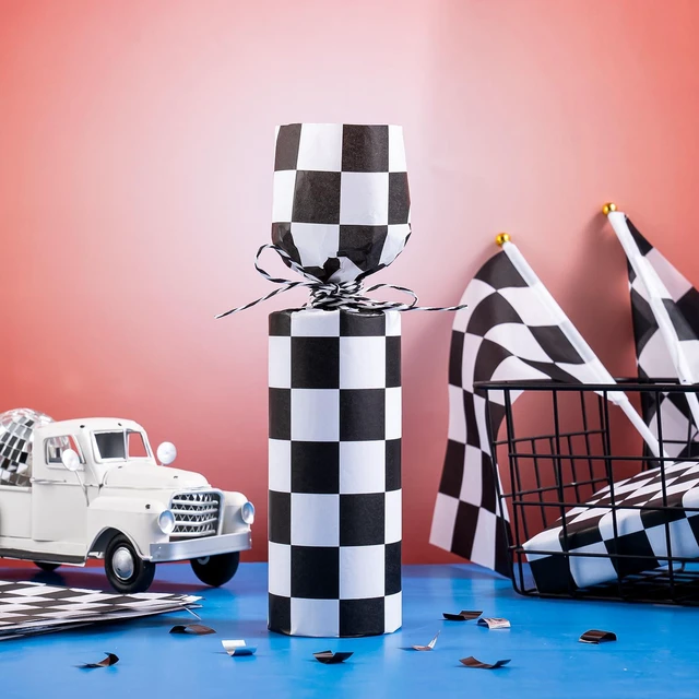 Alt view image 4 of 6 - 60 Sheets Black & White Checkered Tissue Paper, 14" x 20" Race Car Pattern Gift Wrapping Paper for Birthday, Baby Shower, Wedding, Crafts, Party Favors & Decorations