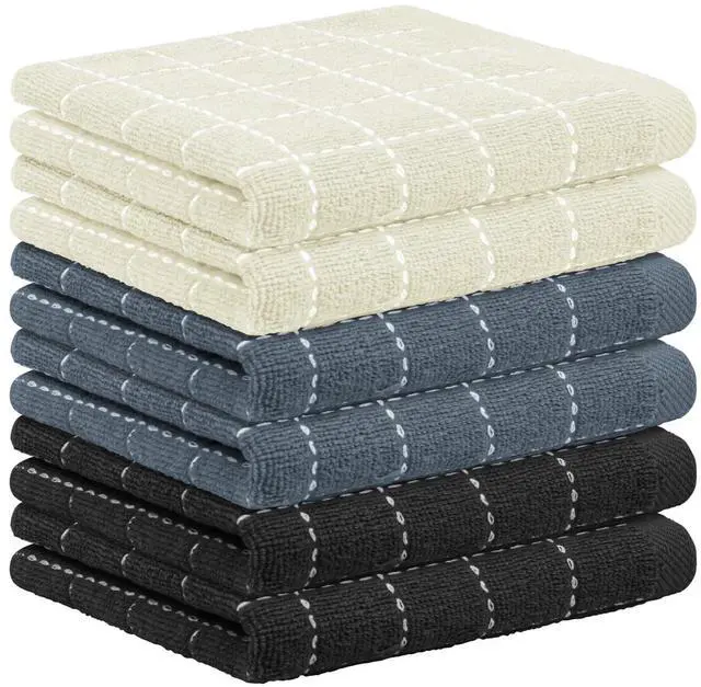 Main image of 6 Pack Terry Kitchen Towels,Dish Cloths for Washing Dishes | 100% Cotton Reusable Cleaning Rag,Ultra Soft Absorbent, Quick Drying Dish Towels for Kitchen,12x12 Inches