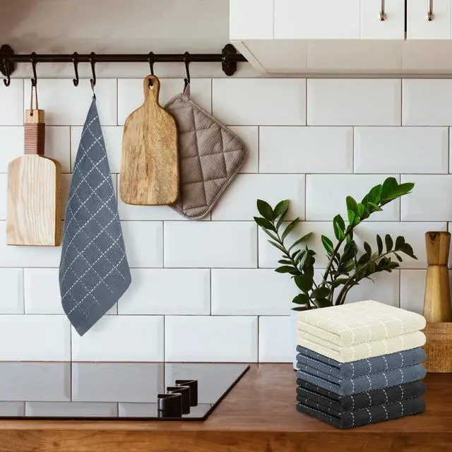 Alt view image 6 of 6 - 6 Pack Terry Kitchen Towels,Dish Cloths for Washing Dishes | 100% Cotton Reusable Cleaning Rag,Ultra Soft Absorbent, Quick Drying Dish Towels for Kitchen,12x12 Inches