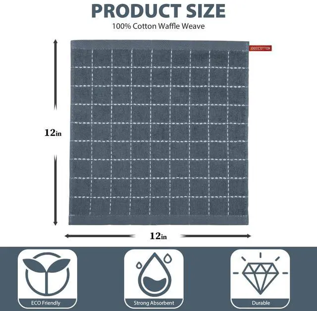 Alt view image 2 of 6 - 6 Pack Terry Kitchen Towels,Dish Cloths for Washing Dishes | 100% Cotton Reusable Cleaning Rag,Ultra Soft Absorbent, Quick Drying Dish Towels for Kitchen,12x12 Inches