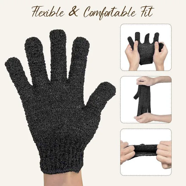 Alt view image 5 of 6 - 12 Pcs Exfoliating Gloves for Shower, Body Scrub Gloves, 6 Pairs, Nylon | Exfoliating bath gloves for women and men; quick-drying nylon; flexible five-finger fit; six pairs for home, gym, or travel
