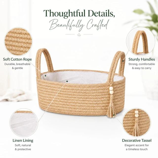 Alt view image 2 of 7 - Small Jute Rope Storage Basket, Woven Toilet Paper Tray Organizer, Boho Bathroom Decor Basket for Toilet Tank Top, Shelf, Bedroom & Living Room, 13" x 6" x 4"