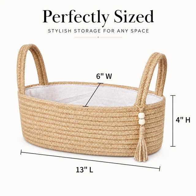 Alt view image 6 of 7 - Small Jute Rope Storage Basket, Woven Toilet Paper Tray Organizer, Boho Bathroom Decor Basket for Toilet Tank Top, Shelf, Bedroom & Living Room, 13" x 6" x 4"