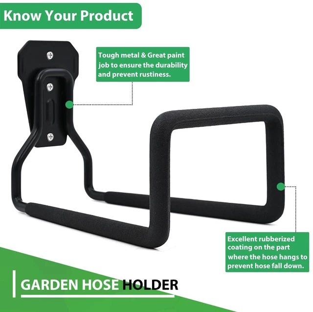 Alt view image 3 of 6 - Garden Hose Holder Wall Mount, Heavy-Duty Metal Water Hose Hanger for Outdoor & Indoor Use, Durable Hose Storage Hook for Yard, Garage, Garden & Utility Areas