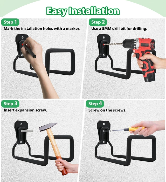 Alt view image 5 of 6 - Garden Hose Holder Wall Mount, Heavy-Duty Metal Water Hose Hanger for Outdoor & Indoor Use, Durable Hose Storage Hook for Yard, Garage, Garden & Utility Areas