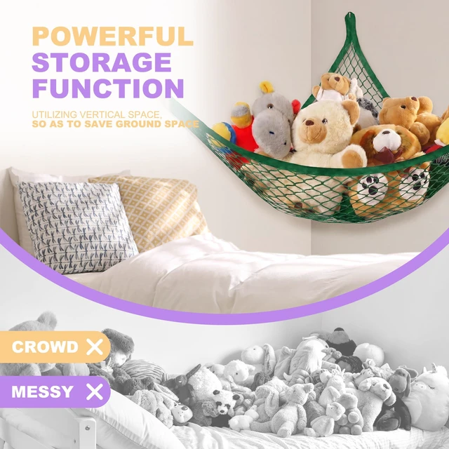 Alt view image 4 of 5 - Stuffed Animal Net Hammock for Plush Toys, Corner Stuffed Animal Organizer for Kids' Rooms, Hanging Toy Storage Net for Plushie Collection, Space-Saving Bedroom Decor