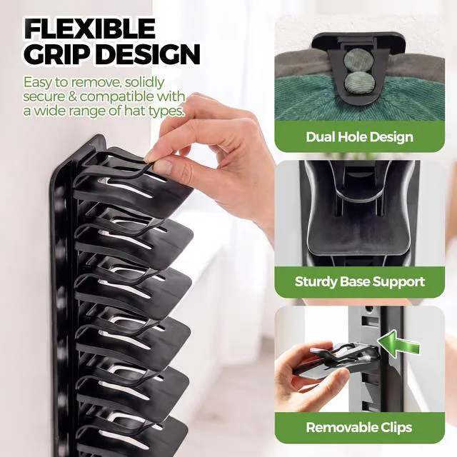 Alt view image 4 of 6 - Hat Organizer for Baseball Caps, Space-Saving Cap Storage Holder, Adjustable Hat Rack for Closet, Wall & Door, Baseball Hat Display & Storage Rack