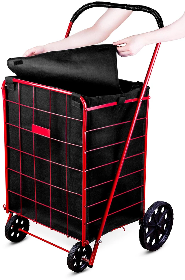 Alt view image 3 of 6 - Shopping Cart Liner, 18" x 15" x 24" Waterproof Shopping Cart Cover with Square Bottom & Adjustable Straps, Fits Standard Carts, Reusable Grocery Cart Liner, Black