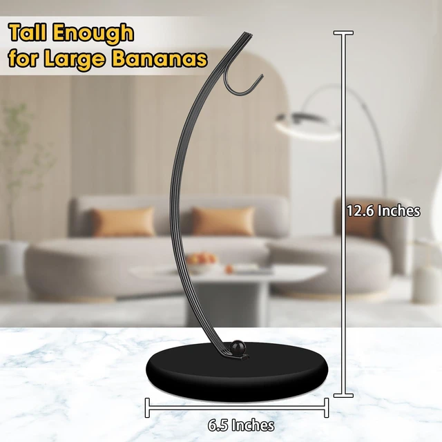 Alt view image 3 of 6 - Banana Holder Stand, Modern Banana Hanger for Kitchen Countertop, Freestanding Fruit Storage Rack, Keeps Bananas Fresh Longer, Full Black