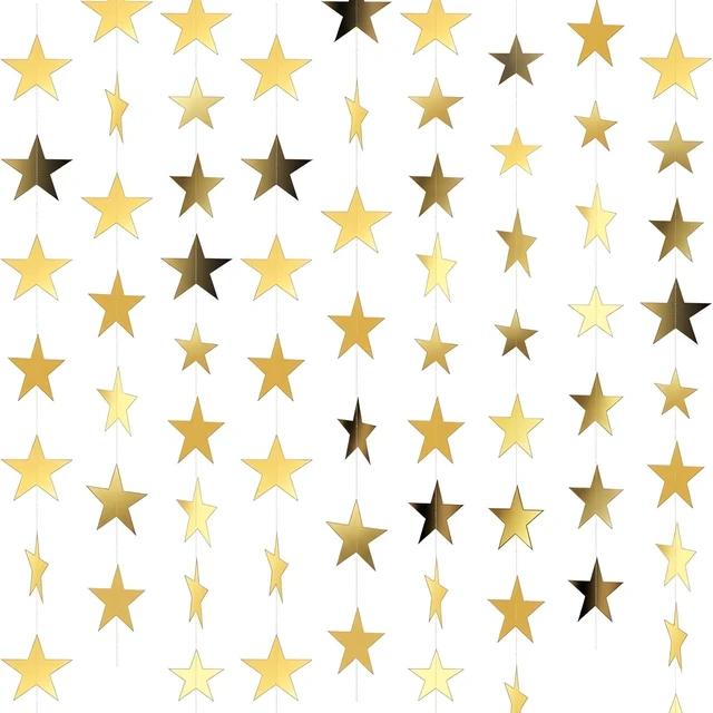 Main image of 7 Pack 91.8 Ft Gold Star Garland Banner, Double-Sided Paper Star Streamers for Graduation, Birthday, Baby Shower, Wedding, Classroom, Party & Ceiling Decorations