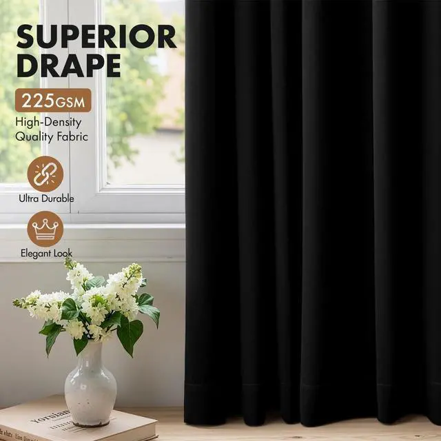 Alt view image 5 of 7 - 2 Pack Black Halloween Short Blackout Curtains, 40" x 36" Room Darkening Half Window Curtains, Privacy Kitchen, Cafe, RV, Basement & Bedroom Drapes, Rod Pocket, Small Tier Window Curtains