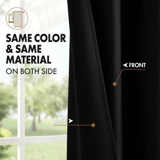 Alt view image 6 of 7 - 2 Pack Black Halloween Short Blackout Curtains, 40" x 36" Room Darkening Half Window Curtains, Privacy Kitchen, Cafe, RV, Basement & Bedroom Drapes, Rod Pocket, Small Tier Window Curtains