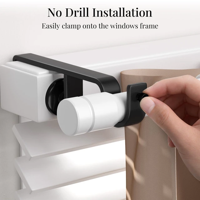 Alt view image 4 of 7 - 3 Pack Over-Blinds Curtain Rod Brackets, No-Drill Adjustable Mounting Brackets for Outside-Mounted Blinds, Curtain Rod Holders for Windows, Black