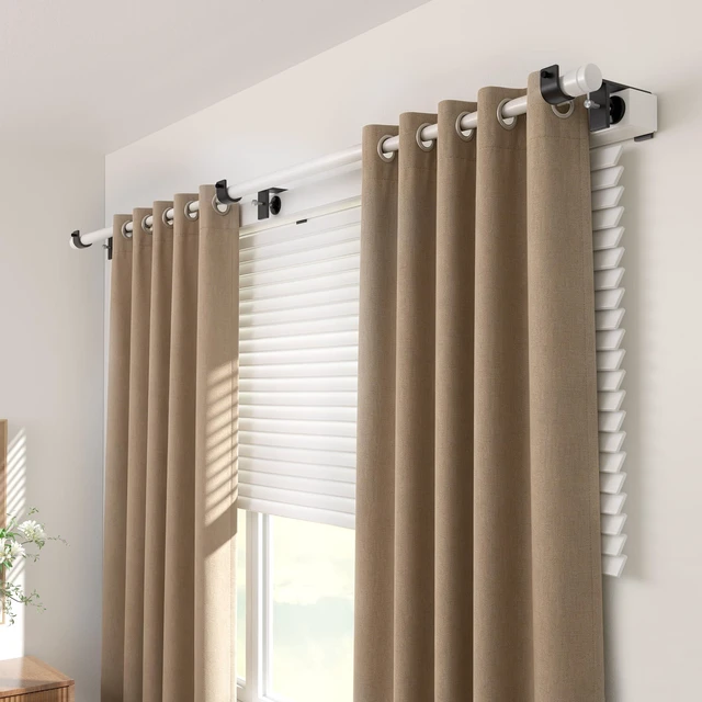 Alt view image 5 of 7 - 3 Pack Over-Blinds Curtain Rod Brackets, No-Drill Adjustable Mounting Brackets for Outside-Mounted Blinds, Curtain Rod Holders for Windows, Black