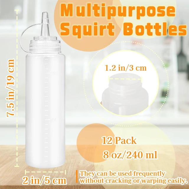 Alt view image 2 of 5 - 12 Pack 8 oz Plastic Condiment Squeeze Bottles,Multipurpose Squirt Bottles,Clear Sauce Bottle with Lids for Dressing,Ketchup,Grilling,Syrup,BBQ Sauce