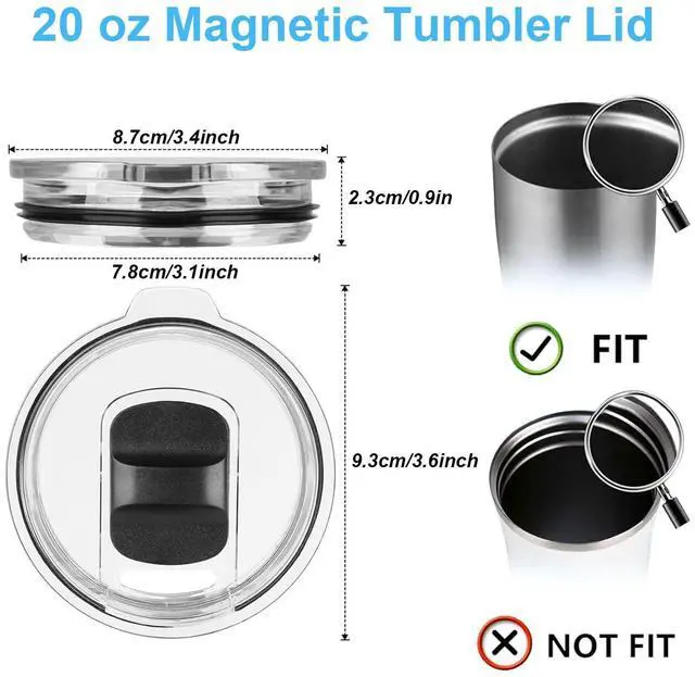 Alt view image 2 of 6 - 4 Pack 20 oz Magnetic Tumbler Lids, Spill-Proof Replacement Slider Lids Compatible with YETI 20 oz Tumbler, 10 oz & 24 oz Mugs, BPA-Free Cup Lids
