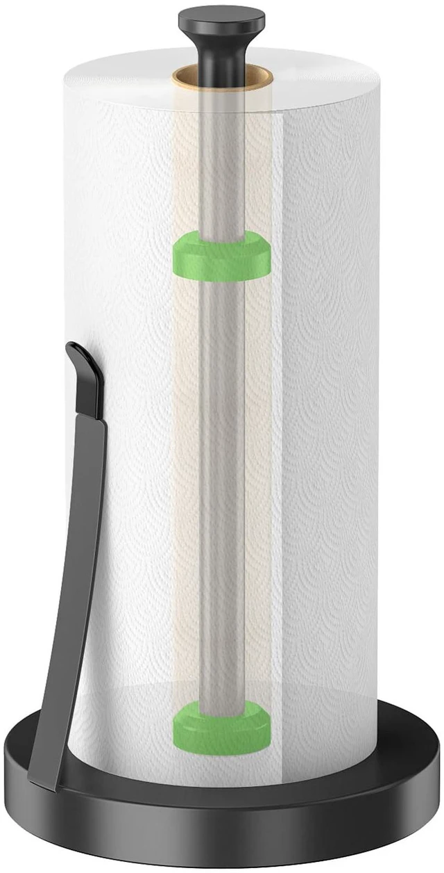 Main image of Countertop Paper Towel Holder, Black Tension Arm Stainless Steel Paper Towel Stand, One-Handed Tear Design for Kitchen, Bathroom, Laundry Room & Workshop