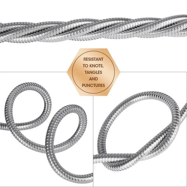 Alt view image 4 of 6 - 3FT 304 Stainless Steel Metal Garden Hose, Female to Male Metal Connector, Flexible Short Water Hose with Leakproof Fittings, Kink Free, Dog Chew Proof Leader Hose for RV, Reel Extension