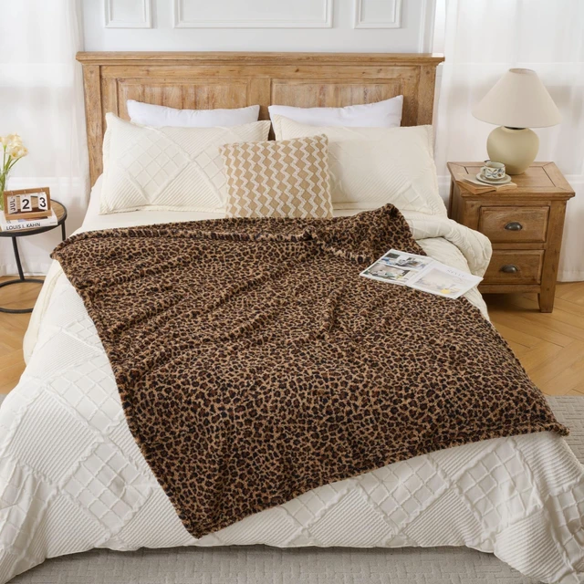 Alt view image 2 of 6 - Leopard Cheetah Print Blanket Super Soft Plush Fleece Throw for Bed, Sofa & Travel All Season Cozy Cheetah Pattern Home Decor Throw Blanket, 50 x 60 (Dark Brown)