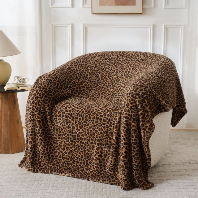 Alt view image 4 of 6 - Leopard Cheetah Print Blanket Super Soft Plush Fleece Throw for Bed, Sofa & Travel All Season Cozy Cheetah Pattern Home Decor Throw Blanket, 50 x 60 (Dark Brown)