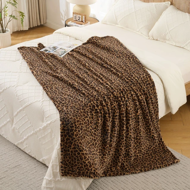 Alt view image 3 of 6 - Leopard Cheetah Print Blanket Super Soft Plush Fleece Throw for Bed, Sofa & Travel All Season Cozy Cheetah Pattern Home Decor Throw Blanket, 50 x 60 (Dark Brown)