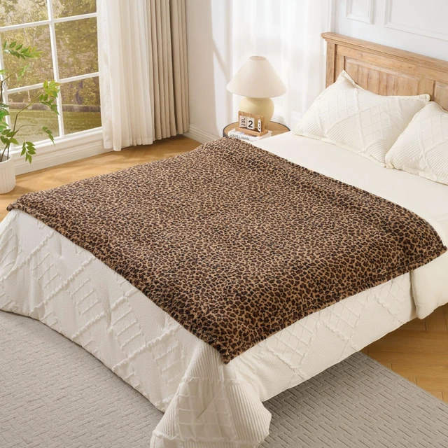 Alt view image 5 of 6 - Leopard Cheetah Print Blanket Super Soft Plush Fleece Throw for Bed, Sofa & Travel All Season Cozy Cheetah Pattern Home Decor Throw Blanket, 50 x 60 (Dark Brown)
