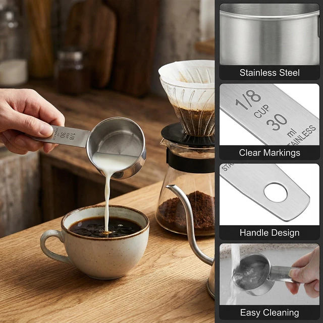 Alt view image 3 of 7 - 1/8 Cup Stainless Steel Measuring Cup, 30 ml Cooking Measure Scoop, 1 oz Measure Cup Tablespoon with Handle for Dry and Wet Food, Metal Coffee Scoop for Cooking Drinking Baking