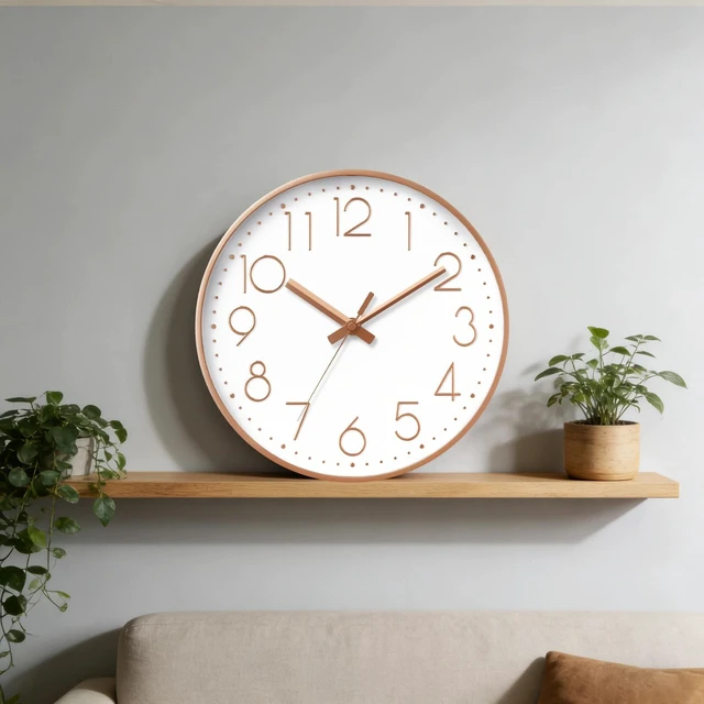 Alt view image 2 of 6 - Wall Clock 8 Inch Rose Gold Decorative, Battery Operated Silent | Bold 3D Numbers Easy Read; Silent Non Ticking; Battery Operated, 1 AA Not Included; For Classroom, Bathroom, Living Room