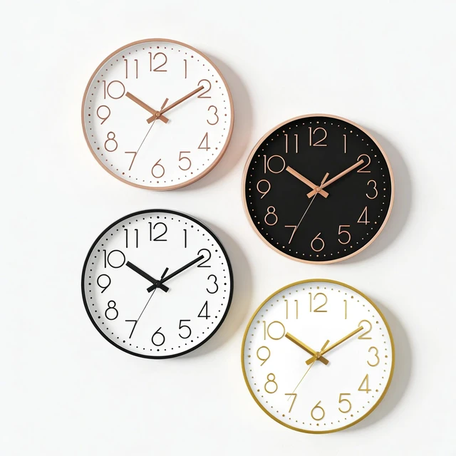 Alt view image 4 of 6 - Wall Clock 8 Inch Rose Gold Decorative, Battery Operated Silent | Bold 3D Numbers Easy Read; Silent Non Ticking; Battery Operated, 1 AA Not Included; For Classroom, Bathroom, Living Room