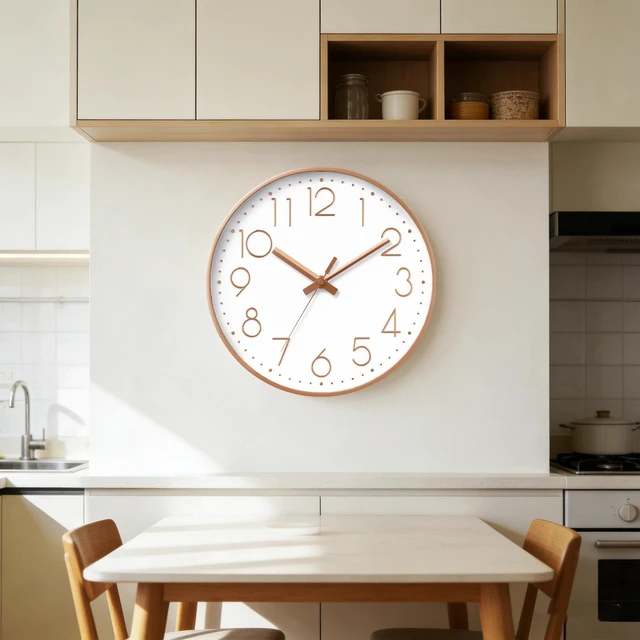 Alt view image 6 of 6 - Wall Clock 8 Inch Rose Gold Decorative, Battery Operated Silent | Bold 3D Numbers Easy Read; Silent Non Ticking; Battery Operated, 1 AA Not Included; For Classroom, Bathroom, Living Room
