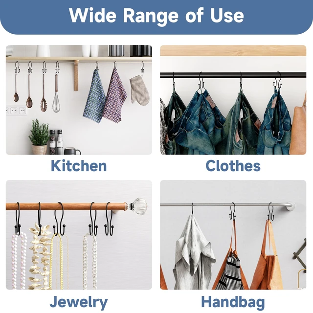 Alt view image 7 of 7 - Shower Curtain Hooks Rings, Rust Resistant Metal Minimalist Simple Double Glide Shower Hooks for Bathroom Shower Rods Curtains, Set of 12 Hooks - Black