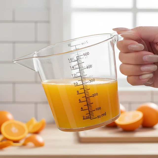 Alt view image 3 of 7 - 2 Cup (500ml) Measuring Cup, Laser-Etched oz/cup/mL/Tbsp, Plastic Measuring Cup with Handle for Cooking, Mixing & Kitchen Use