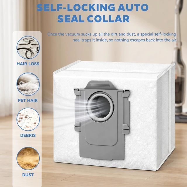 Alt view image 4 of 6 - 6 Pack Vacuum Bags for Roborock Q7 M5+, Q10 S5+, Q10 X5+, Q5 Max+, S8+ | S8 Pro Ultra, Q7 Max+/Max, Q8 Max+, S7 Pro Ultra, Q5, Q5+, Q7, S7 MaxV Ultra Robot Vac, 3.5L Large Capacity Dust Bags