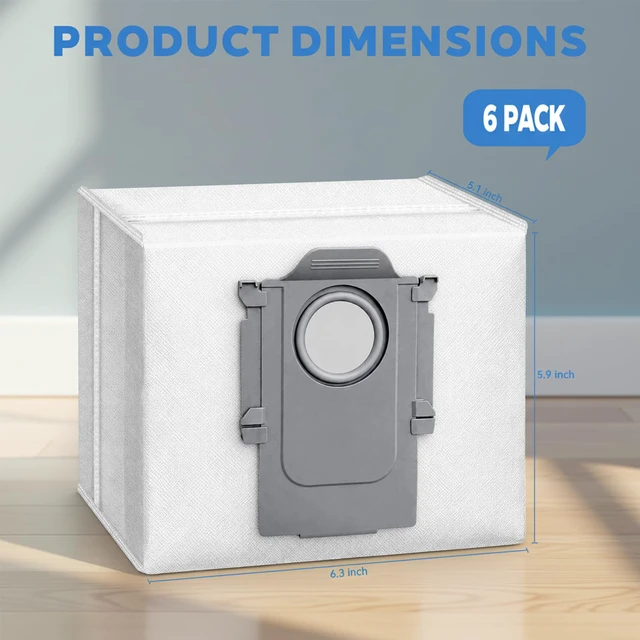 Alt view image 6 of 6 - 6 Pack Vacuum Bags for Roborock Q7 M5+, Q10 S5+, Q10 X5+, Q5 Max+, S8+ | S8 Pro Ultra, Q7 Max+/Max, Q8 Max+, S7 Pro Ultra, Q5, Q5+, Q7, S7 MaxV Ultra Robot Vac, 3.5L Large Capacity Dust Bags