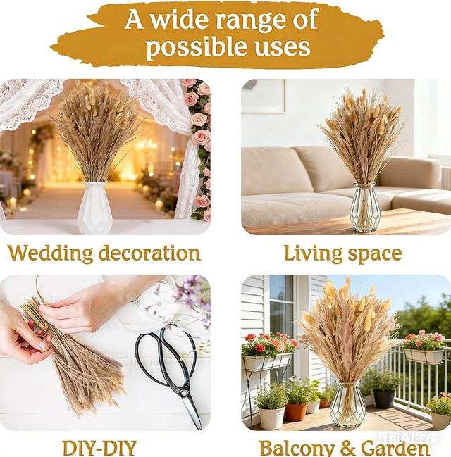 Alt view image 7 of 7 - Pampas Grass Decor, Dried Flowers Bouquet for Boho Home Farmhouse Decor | Arrangement for Bohemian Wall Art, Western Home, Living Room, Bedroom, Wedding Table & Fall Decor