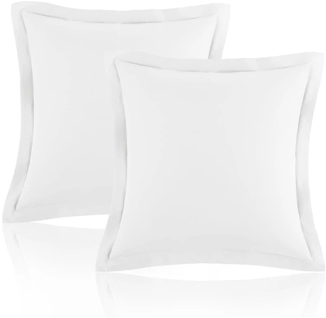 Main image of White Euro Sham Covers 26x26 Inch, Set of 2, Wide Flange | Premium Microfiber, 2 Inch Wide Flange, Soft And Breathable, Envelope Closure, Wrinkle And Fade Resistant, Machine Washable