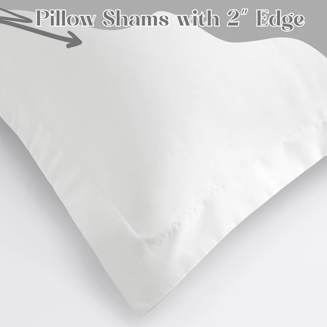 Alt view image 6 of 7 - White Euro Sham Covers 26x26 Inch, Set of 2, Wide Flange | Premium Microfiber, 2 Inch Wide Flange, Soft And Breathable, Envelope Closure, Wrinkle And Fade Resistant, Machine Washable