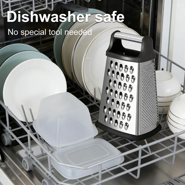 Alt view image 4 of 7 - Ourokhome Cheese Grater, Handheld Box Grater with Container & Lid, 4-Sided Stainless Steel for Kitchen, Wavy Julienne, Slicer, Coarse Shred & Fine Zester, Non-Slip Base, Dishwasher Safe, 8 Inch