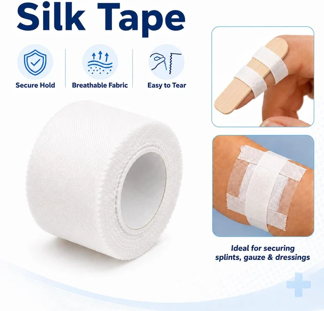 Alt view image 2 of 3 - Silk Like Medical Tape, Woven Cloth, 1 in x 10 yd, 4 Rolls | White,Latex-Free, Hypoallergenic, Surgical Tape Woven for Strongly Holding Large Dressings
