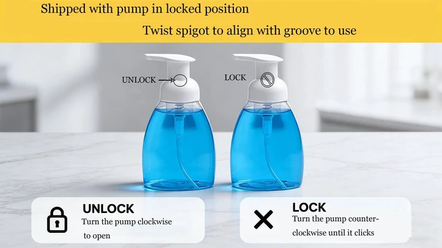 Alt view image 3 of 3 - 2 Pack Foaming Soap Dispenser Pump Bottles for Shampoo,Bath/Kitchen | 8Oz(250ml),Clear,Refillable Plastic Pump,Foaming Hand Soap Dispenser ,Container for Liquid Soap