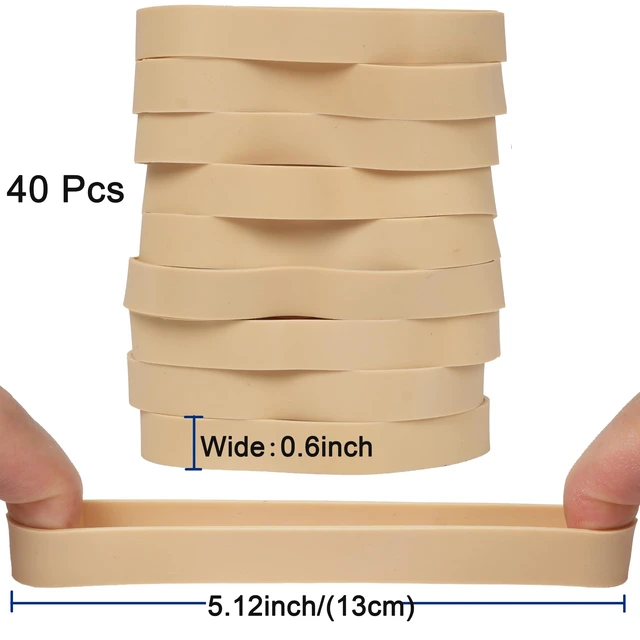 Alt view image 3 of 6 - Rubber Bands 40 Pcs Size#105 Large Big Wide Heavy Duty Elastic Rubber Band | Strong Elastic Bands for Office Supplies Outdoor (5.12" x 0.6")