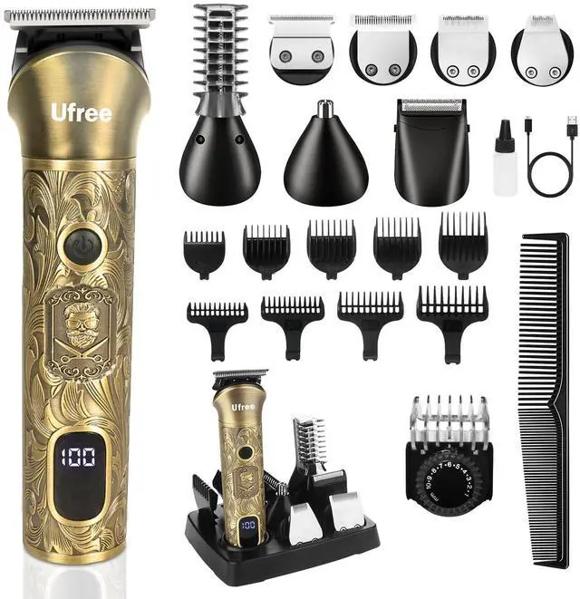 Main image of Professional Beard Trimmer for Men, Electric Shaver Razor, Men Gift | 7 Replaceable Blades for Mustache, Stubble, Face, Body, Nose, T-blade, 12 Adjustable Length Hair Trimmer, Type-C