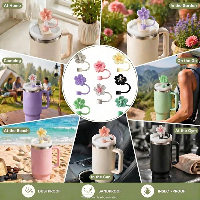 Alt view image 2 of 6 - Straw Covers, Dust Proof Straw Toppers Fit Stanley 30 40oz Tumbler | Reusable Food-Grade Silicone Straw Covers Cap for Most 10mm Straw