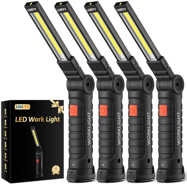 Main image of 4Pack Rechargeable Magnetic LED Work Light/Flashlight for Mechanics | 360° Rotation, 5 Modes, Super Bright, Tail Hook, Compact, for Car Repairing, Emergency, Workshop, Garage, Gifts for Father