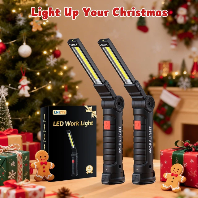 Alt view image 2 of 7 - 4Pack Rechargeable Magnetic LED Work Light/Flashlight for Mechanics | 360° Rotation, 5 Modes, Super Bright, Tail Hook, Compact, for Car Repairing, Emergency, Workshop, Garage, Gifts for Father