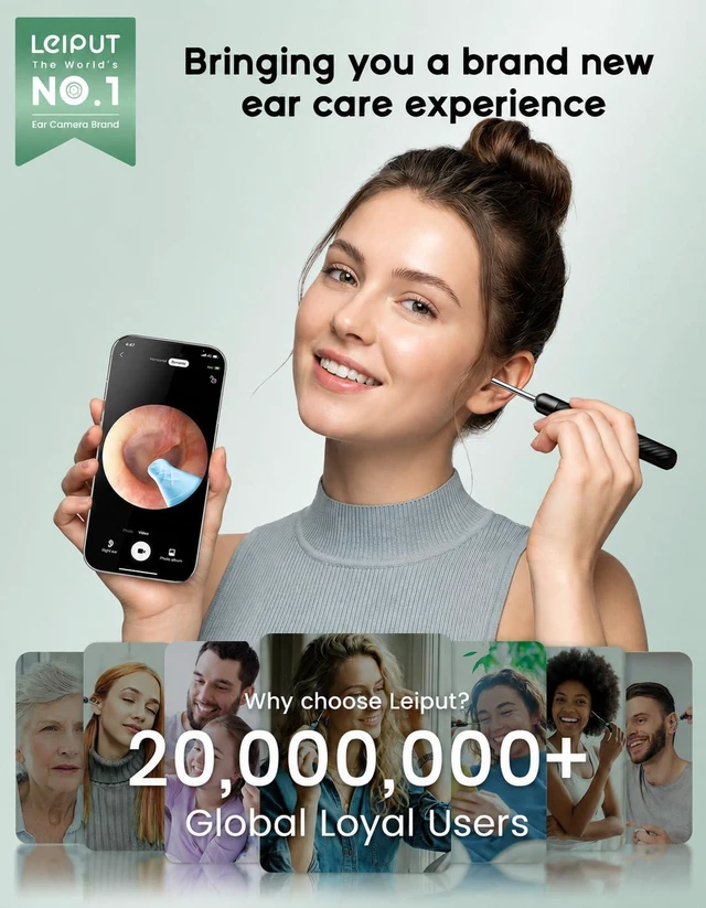 Alt view image 2 of 7 - Ear Wax Removal - Ear Cleaner with 1080P Camera - FSA&HSA Black | IP67 waterproof lens - 6 Soft silicone ear scoops for Home - HD visual with 6 LED - 7 Pcs ear set - WiFi for iOS & Android